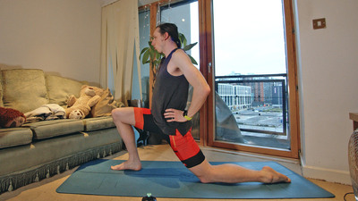 Low lunge in a yoga class
