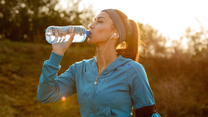 Runner drinking